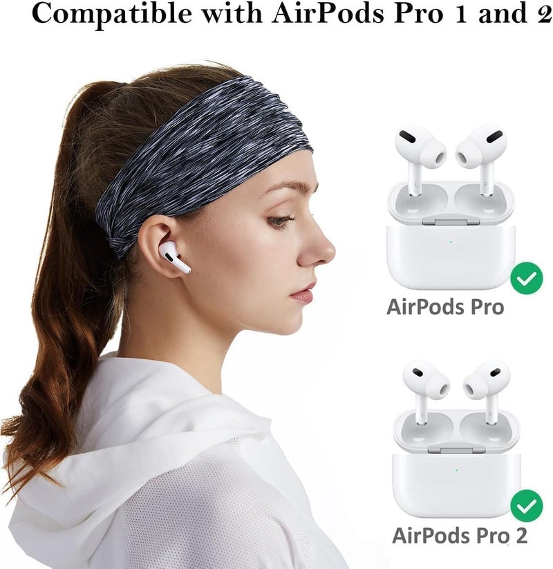 Vsagier 4 Pairs Replacement Ear Tips for AirPods Pro for AirPods Pro 2 with Noise Reduction Hole, Non-Slip Soft Silicone Ear Tips, 3 in 1 Cleaner Kit for USB-C Charging Case(XS/S/M/L, Black) - Image 4